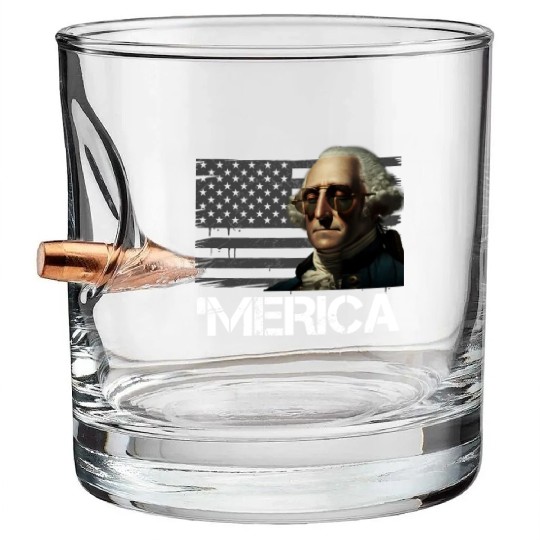 Merica George Washington Independence Day USA Bullet Whiskey Glasses