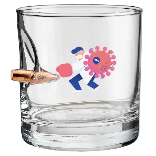 Health Care Professional Beating Coronavirus Bullet Whiskey Glasses
