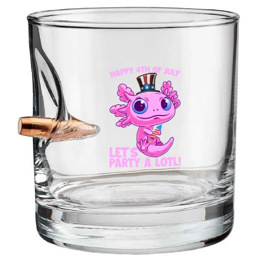 Axolotl 4th of July Patriotic Independence Day Mat Bullet Whiskey Glasses