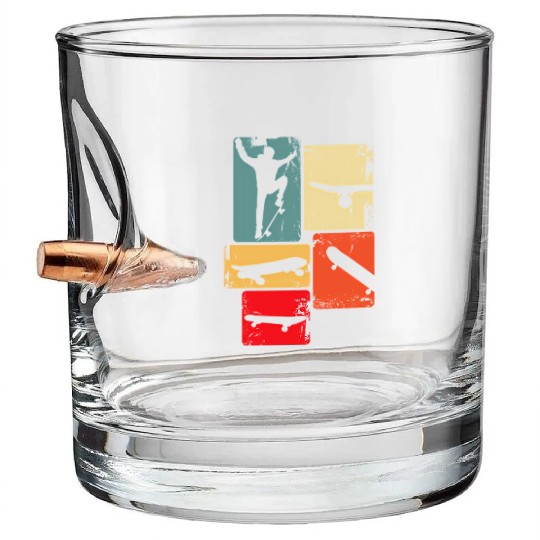 Skater Skateboarder Skateboard For Youth Bullet Whiskey Glasses