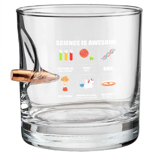 Science is Awesome Chemistry Professor Gift Bullet Whiskey Glasses