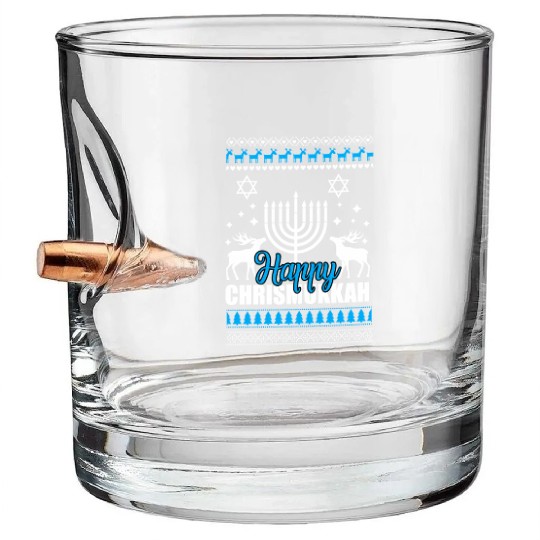 Happy Chrismukkah Ugly Style Bullet Whiskey Glasses