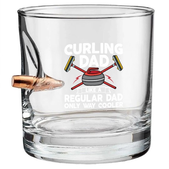 Curling Dad Like A Regular Dad But Cooler Retro Bullet Whiskey Glasses