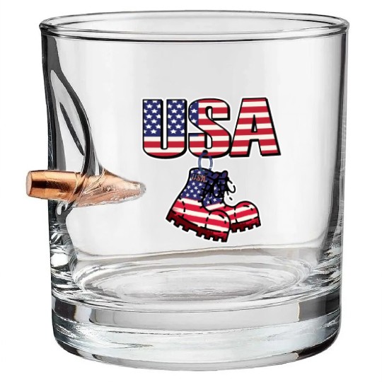 God bless America the land of the free Bullet Whiskey Glasses