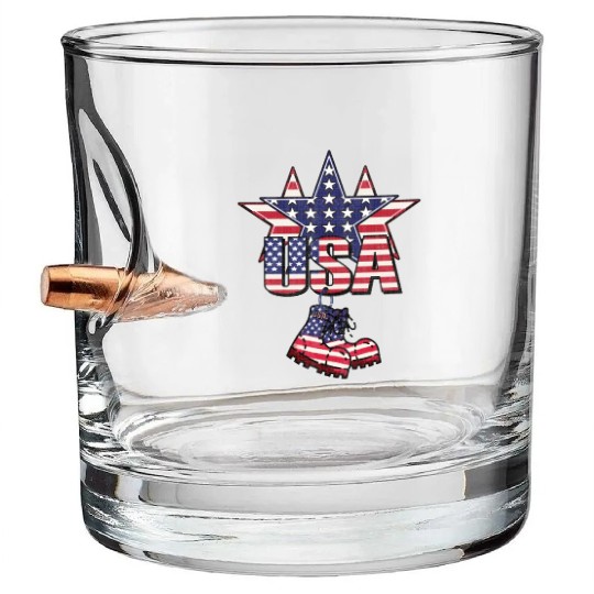 God bless America the land of the free Bullet Whiskey Glasses