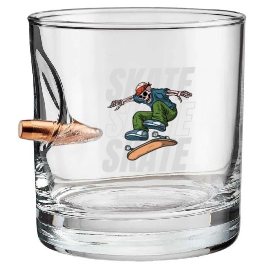 Modern Illustrated Skateboard Bullet Whiskey Glasses