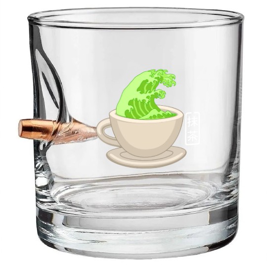 Matcha Latte Great Green Tea Wave Bullet Whiskey Glasses
