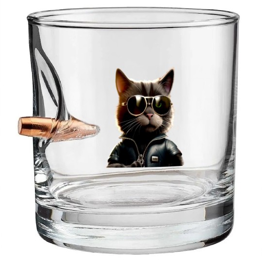 Cat With Sunglasses Cute Cat Mom Meow Paws Kitty Bullet Whiskey Glasses