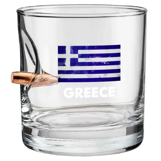 Greek Greece Flag Bullet Whiskey Glasses