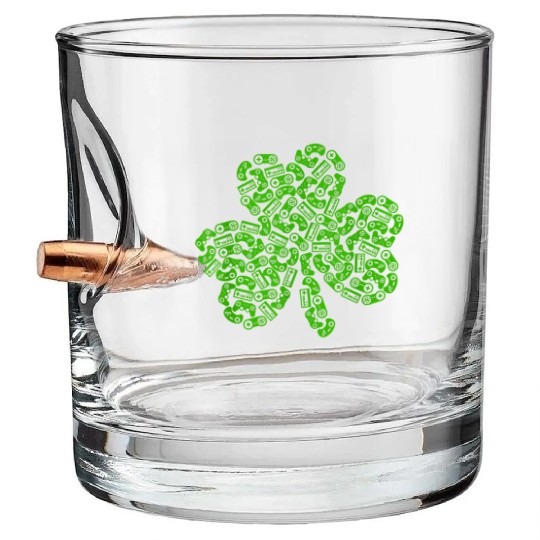 Gamer Game Shamrock St Patricks Day Irish Bullet Whiskey Glasses
