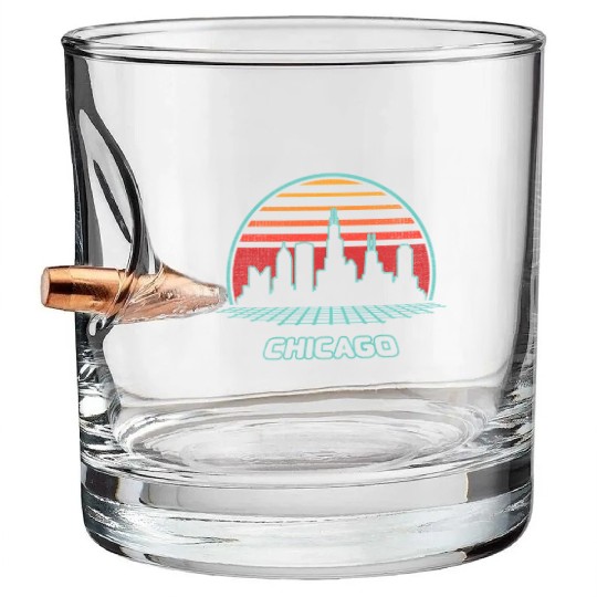 Chicago City Skyline 80S Style Bullet Whiskey Glasses