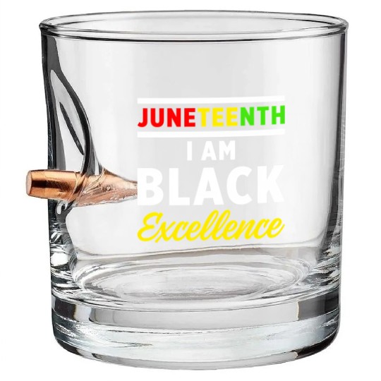 Juneteenth Excellence Black African American Flag Bullet Whiskey Glasses
