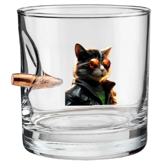 Cat With Sunglasses Cute Cat Mom Meow Paws Kitty Bullet Whiskey Glasses