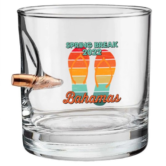 Spring Break Bahamas Beach 2022 Flip Flops Bullet Whiskey Glasses