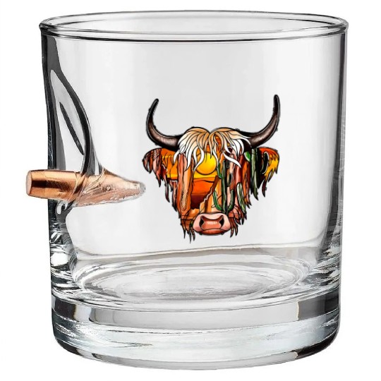 Desert Dreamer Highland Cow Bullet Whiskey Glasses