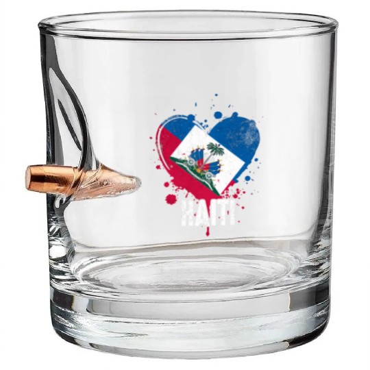 Haitian Vacation Haiti Flag Bullet Whiskey Glasses