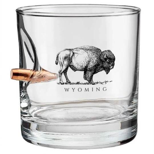 Wyoming With A Buffalo Bullet Whiskey Glasses