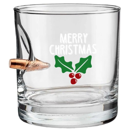 Holly Berry Christmas Bullet Whiskey Glasses