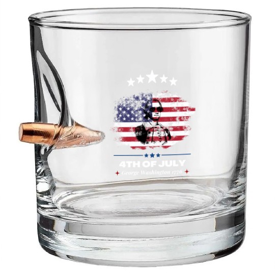 4th Of July Suck It England George Washington 1776 Bullet Whiskey Glasses