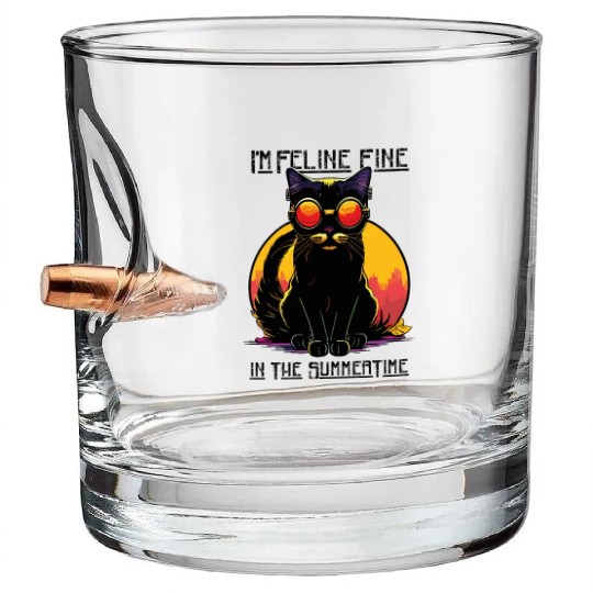 FELINE Fine | Cat Lover Summer Animal Beach Party Bullet Whiskey Glasses
