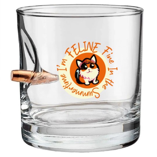 I'm FELINE Fine | Cat Lover Summer Animal Party Bullet Whiskey Glasses