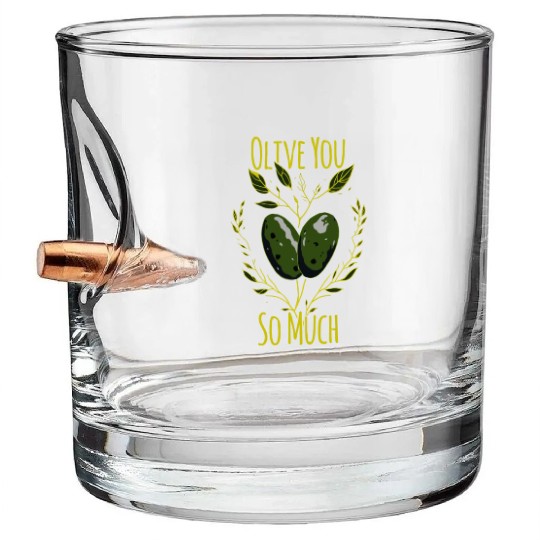 Olive Love Olive Oil I Love You Bullet Whiskey Glasses