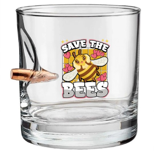 Save The Bees Cute Bumblebee Bullet Whiskey Glasses