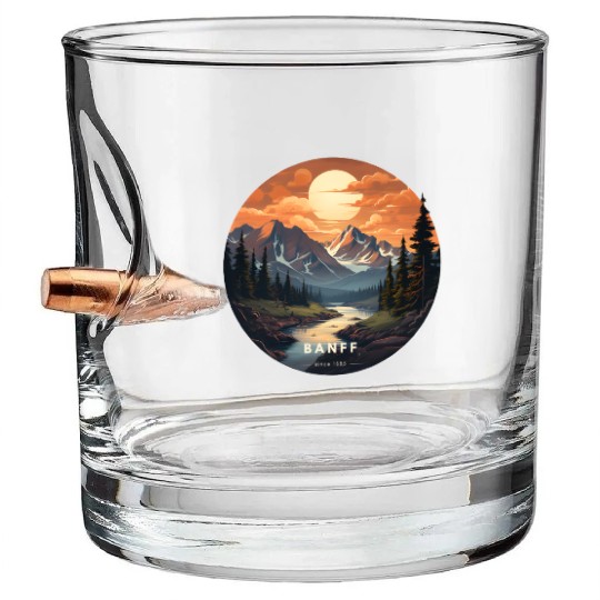 Banff sunset Bullet Whiskey Glasses
