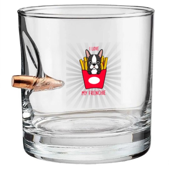 Funny Dog I Love My Frenchie Bullet Whiskey Glasses