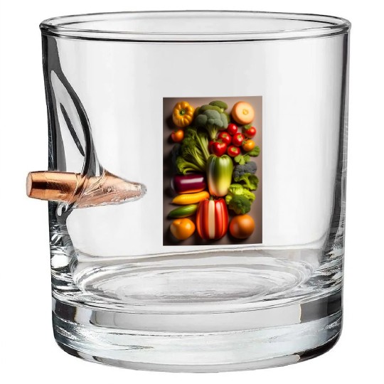 Fresh vegetable logo design in Bullet Whiskey Glasses cloths