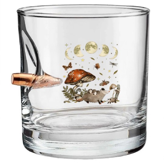 Possum Opossum Lover Owner Cottagecore Goblincore Bullet Whiskey Glasses