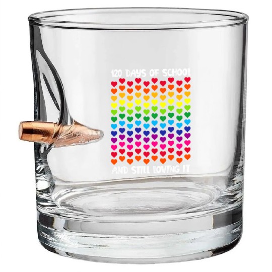 Happy 120th Day of School Teacher Student Bullet Whiskey Glasses