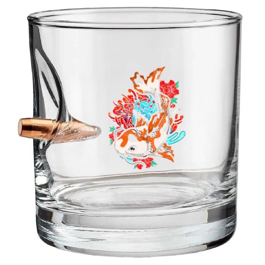 Koi fish farmer gift colorful koi carp Bullet Whiskey Glasses