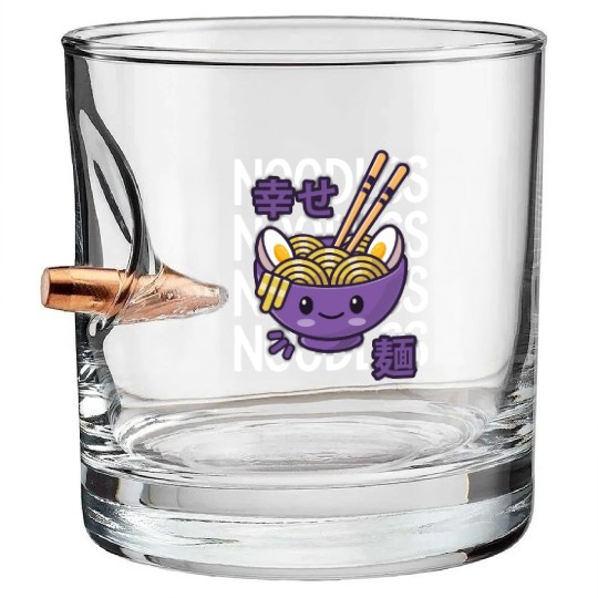 Kawaii Ramen Noodle Bowl Noodles Purple Bullet Whiskey Glasses
