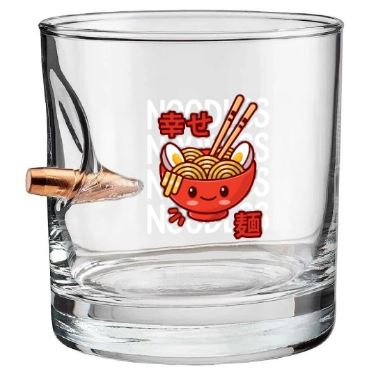 Kawaii Ramen Noodle Bowl Noodles Red Bullet Whiskey Glasses