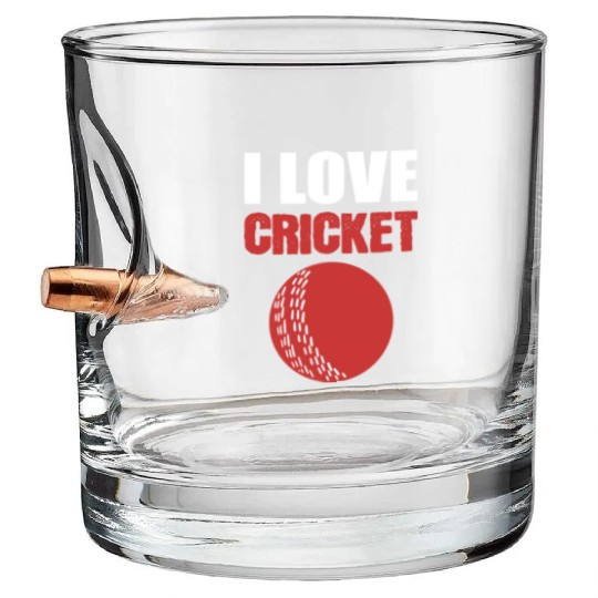 I Love Cricket Sport Coach Gift Bullet Whiskey Glasses