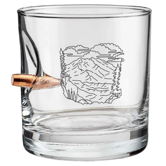 Mountain Goat Denali National Park Alaska USA Line Bullet Whiskey Glasses