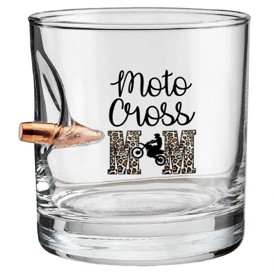 Moto X Motocross Mama Mom Racing Dirtbike Race Day Bullet Whiskey Glasses