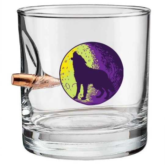 Howling wolf in the moon cool Bullet Whiskey Glasses
