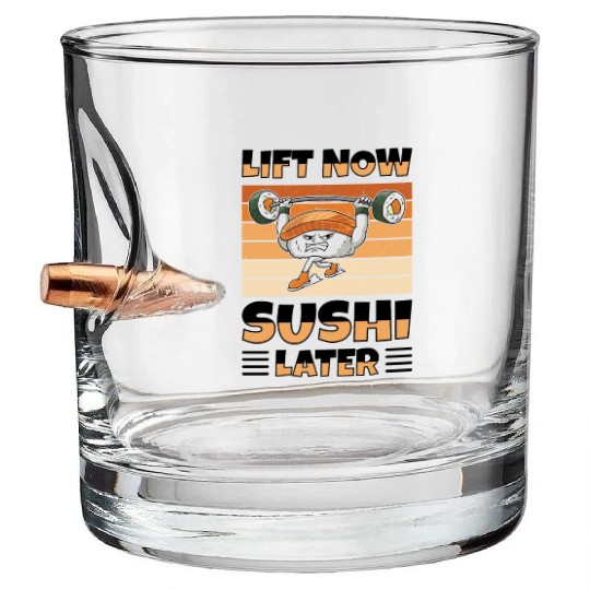 Japanese Food Sushi Lover Bodybuilder Fitness Bullet Whiskey Glasses