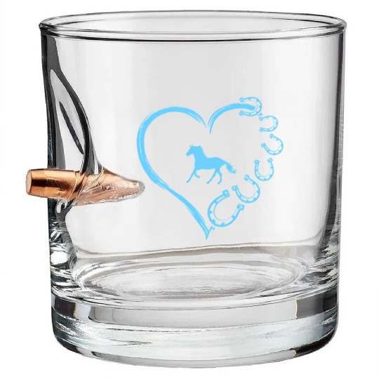 Horseshoe Heart Horse Mom Horseback Riding Bullet Whiskey Glasses