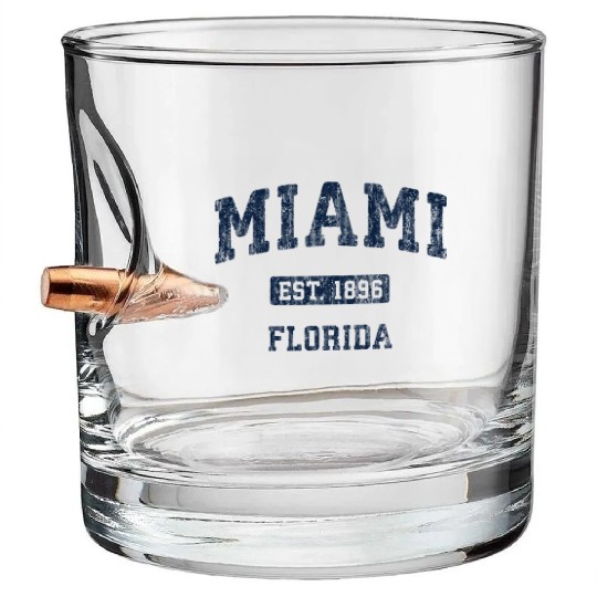Miami Florida Fl Athletic Sports Bullet Whiskey Glasses