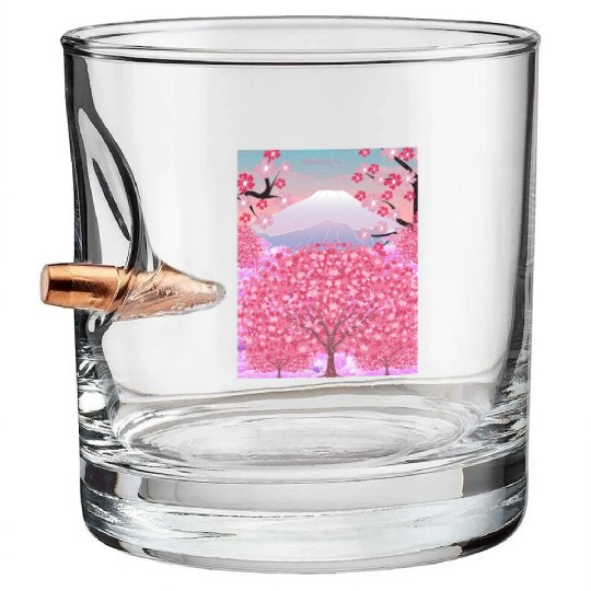 Japan nature mountain sakura gift cherry blossoms Bullet Whiskey Glasses