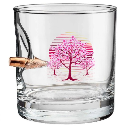 Japanese sakura tree gift retro cherry blossoms Bullet Whiskey Glasses