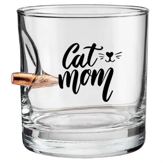 Cat Mom Bullet Whiskey Glasses