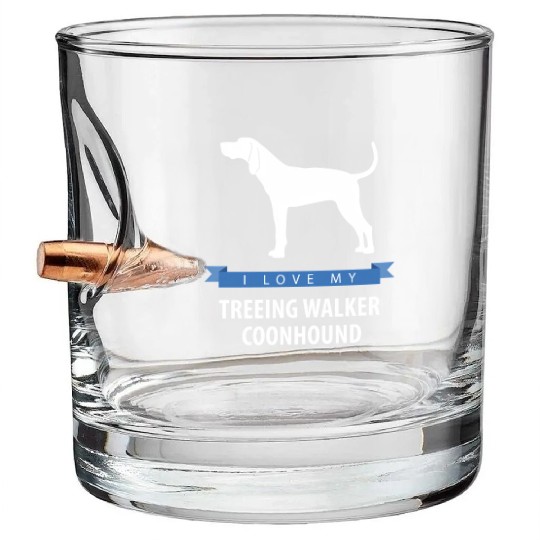 I Love My Treeing Walker Coonhound Bullet Whiskey Glasses