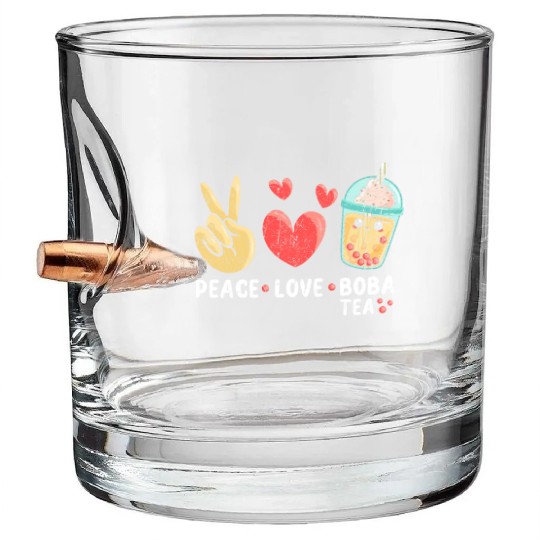 Peace Love Boba Tea Bullet Whiskey Glasses
