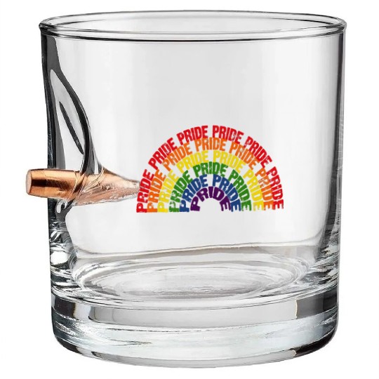 Rainbow LGBT Gay Pride Awareness Lesbian Flag Bullet Whiskey Glasses