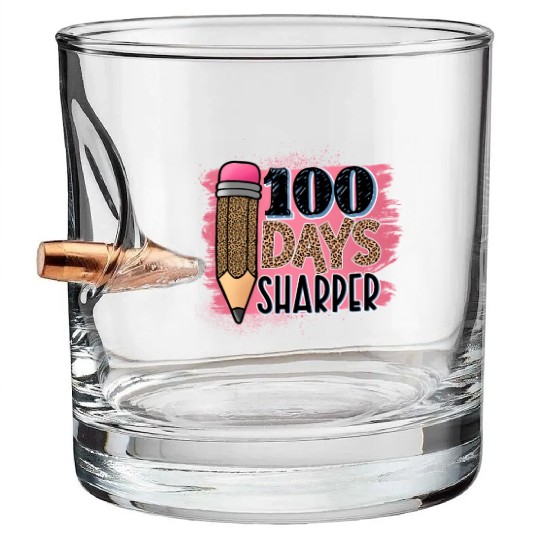 100th Day Of School Teacher 100 Days Smarter Rainb Bullet Whiskey Glasses