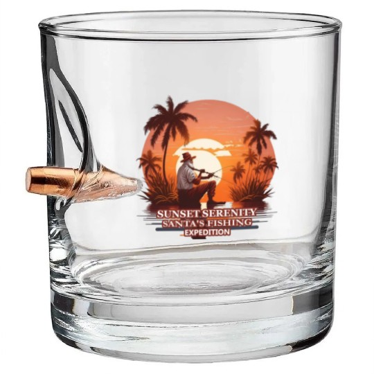 Fishing Santa river t shit design Bullet Whiskey Glasses
